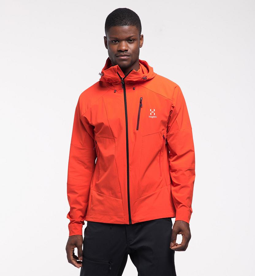 Haglöfs Mens Skarn Hybrid Softshell Jacket Red New Zealand 70435LNQT
